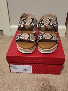 Kelly & Katie Natural Python-Print Espadrille Sandals